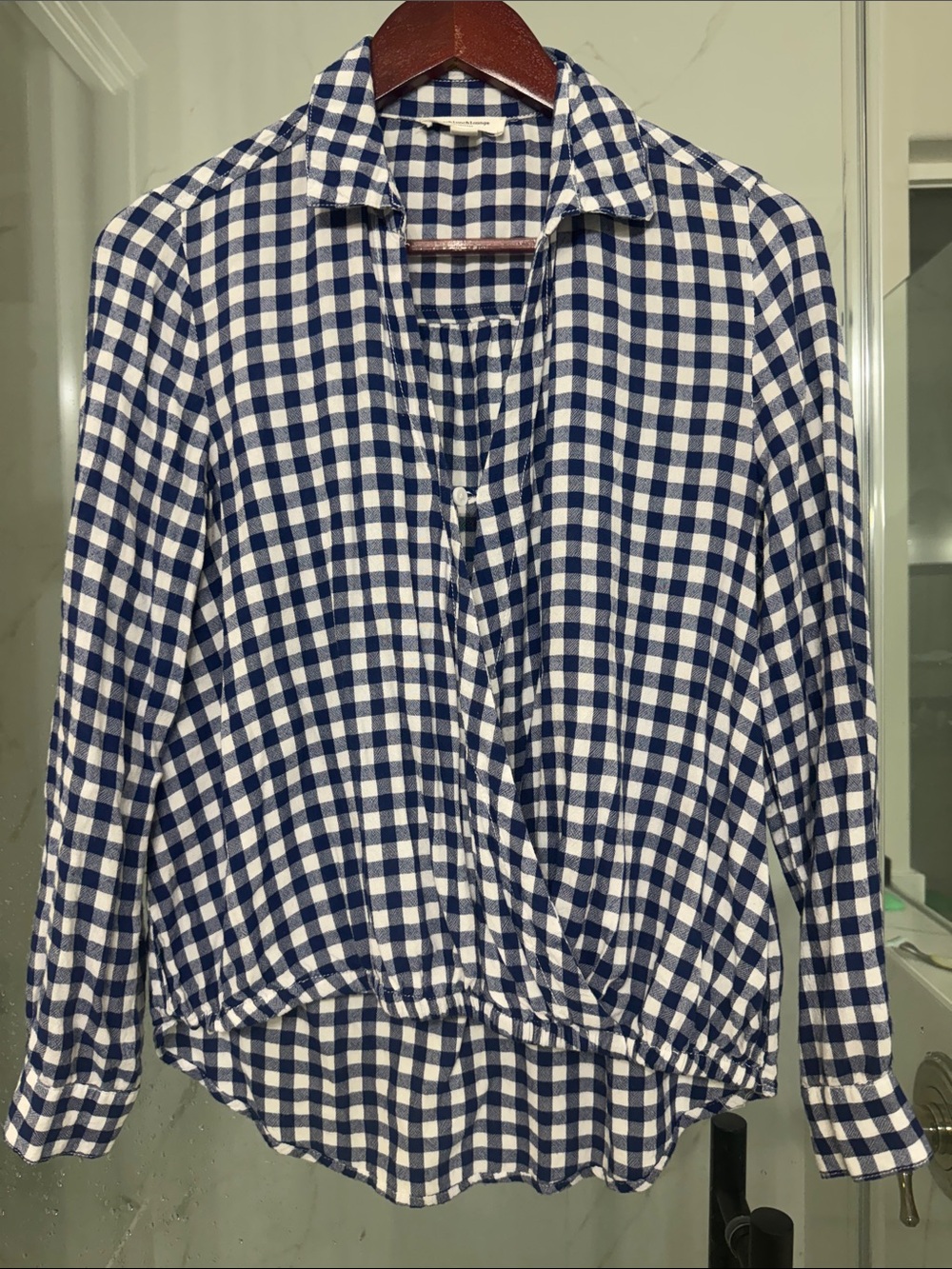 beachlunchlounge Navy and White Gingham Button-Down Shirt